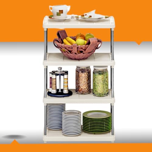 Estante Multiuso 4 Andares Prateleira Modular Organizadora Rack Armário Cozinha Sala Branca Escritór