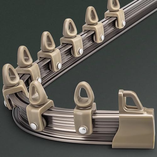 Binario Tenda Binari per Tende in Alluminio Curvi, Bastone per Tende da Parete/Soffitto, Bastoni per Tende Pieghevoli per Finestre ad Arco, System di Binari per Tende da Bagno e Camera da Letto(Wall M
