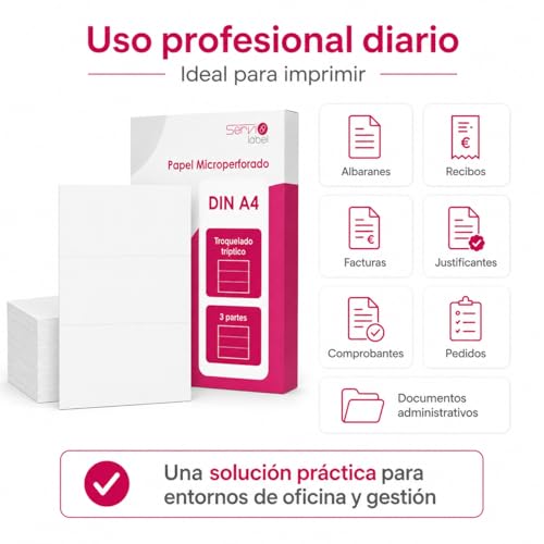 Papel Microperforado DIN A4 troquelado en tres partes separables 7