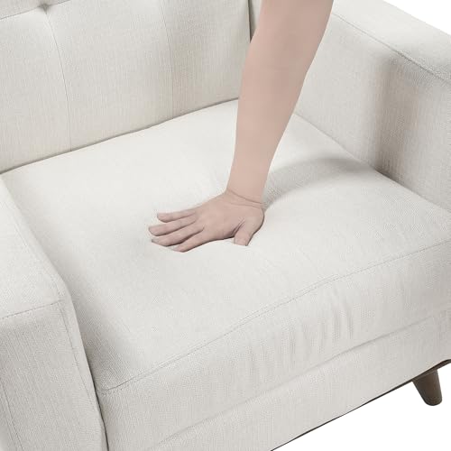 Lexicon Modern Accent Couch, Textured Fabric Upholstered Loveseat with Brown Wood Legs, Track Arms, Tufted Couch Back, 2 Seater Loveseat Sofa for Living Room/Office/Waiting Room, Beige by Lexicon - Image 8
