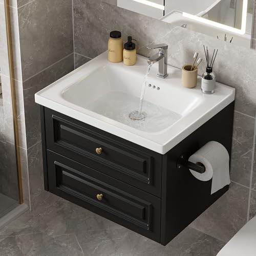 Bathroom Vanity with Sink & Towel Holder, 24 inch, Floating Bathroom Vanity — view 3