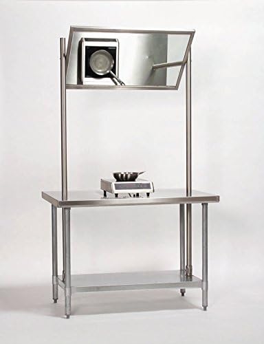 Tarrison DT60 Heavy Duty Stainless Steel Top Demo Station with Overhead Mirror, 60" Length x 92" Height x 30" Depth