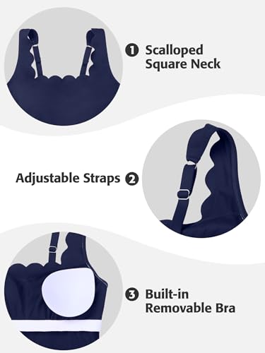 ATTRACO Athletic Dress for Women with Shorts Workout Golf Dress Adjustable Strap Tennis Outfits Navy S