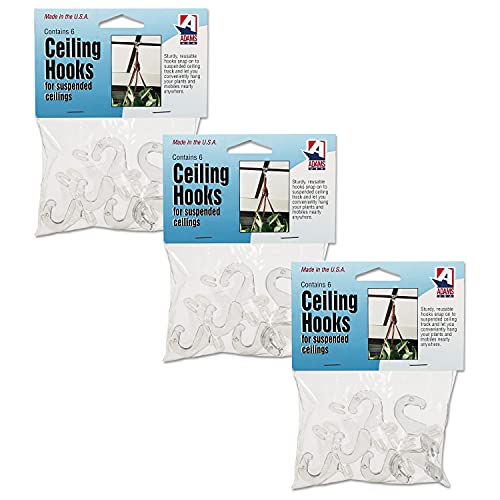 Best Deal Product Adams 5/16 x 3/4 x 1-3/8 Inches Clear Plastic Ceiling Hooks, 6 per Pack (ADM1900993241) (3-Pack)