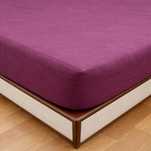 Image of Premium 100 Percent Waterproof Mattress Protector with Elastic Non-Woven | Hypoallergenic Mattress Cover Soft Elastic Bed Protector for Single Size Bed 36x72 Inch Fit On 10 Inch 3X6 Feet, Wine Purple