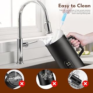 Vexloria Montalatte Elettrico 4 in 1, 580ML, Schiumalatte Caldo e Freddo Veloce, 2 Fruste, Rivestimento Antiaderente, Rivestimento Antiaderente per Cappuccino, Latte, Macchiato e Cioccolata Calda