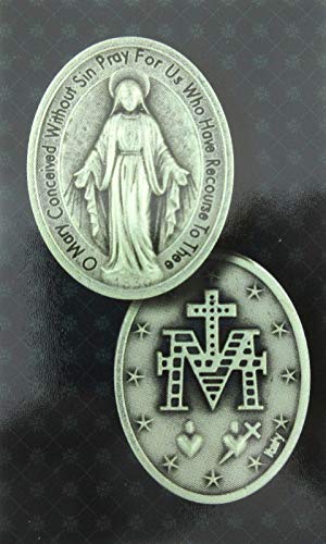 The Miraculous Medal Pendant Necklace,Blue/Silver,No Tarnish Chain3