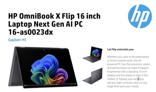Image of HP OmniBook X Flip 2-in-1 AI Powered 2-in-1 Laptop 16.0 inch Touchscreen IPS WUXGA Display (Intel Ultra 7-256V, 16GB LPDDR5X, 8TB PCIe SSD, Backlit KB, Thunderbolt 4, Win 11 Pro) w /Premium Backpack
