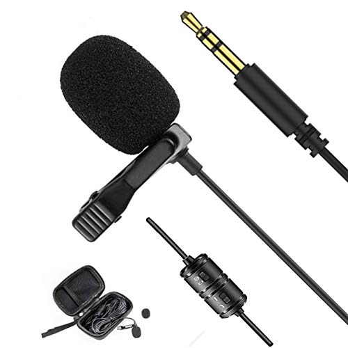 Lavalier Microphone for Android Smartphone PC Computer iPhone, 19 Feet 3.5mm Jack Condenser Lapel Mic, Easy Clip-on Recording Mic for YouTube Vlog Singing