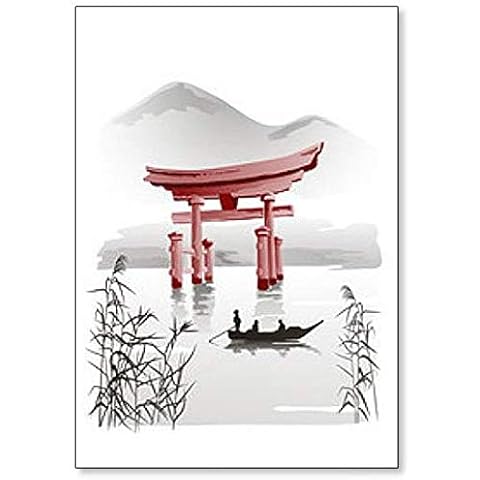 Floating Torii Gate in Traditional Japanese Style Illustration Fridge Magnet Cover