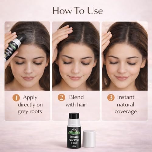 Image of Henna Herb Instant Hair Color Touch Up Stick Black | Root Touchup For Grey Hair | Hair Colour Stick for Women, Easy Temporary, Natural Finish, Mess-Free Hair Color Touchup (3)