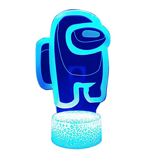 Among Us Night Light 3D Illusion, 16 Couleurs Changeantes LED Lampe de Bureau avec Interrupteur Tactile pour Enfants Cadeaux Décoration de Chambre