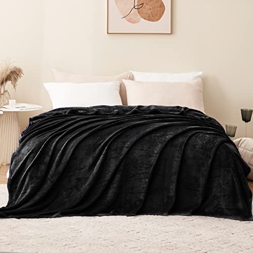 Aisbo Kuscheldecke Flauschig Decke Schwarz - Fleecedecke 220x240 cm XXL Große Warme Couchdecke, Kuschlige Wohndecke Weich als Sofaüberwurf Blanket Sofadecke Bett für Winter