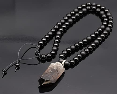 Raw Smoky Quartz and Black Onyx Macrame Necklace #TOP10
