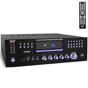 Pyle 4 Channel Bluetooth Home Amplifier - Front Loading DVD/CD Player - 3000W Peak Stereo Receiver - 2 Mic Inputs w/ Echo, FM Radio, Optical In, USB, RCA, Composite, LED Level Meter, Rack Mount - PD3000BA