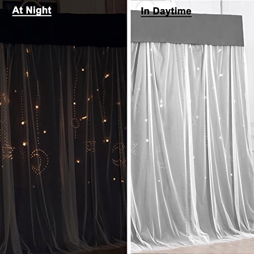 Cortina con dosel para cama con mosquitero tupido y luces LED efecto cielo estrellado 5