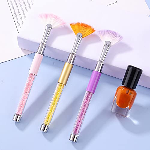 Silpecwee 3Pcs Fan Brushes For Acrylic Nails Ombre Nail Brush Dip Power Glitter Brush Makeup Glitter Nail Clean Up Brushes Nail Polish Brush Nail Pen Nail Art Brushes Manicure Brush Nail Art Tools #TOP4