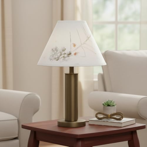 Image of Aspen Creative 56039, Hardback Empire Transitional UNO Lamp Shade, Lace White with Petal Paper, 4 inch Top x 10 inch Bottom x 7 inch Slant, Slip UNO 33mm