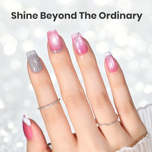 Image of Beetles Silver & Golden Nail Art Gel Liner 2 Pcs Reflective Glitter Gel Nail Polish Soak Off Uv Lamp for Thin French Line Nails Manicure Nails Art Brush Paint