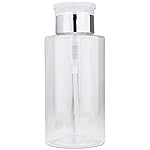 10oz Silver Push-Down Dispenser Bottle - 1 Bottle - Empty Refillable Pump Bottle for Nail Polish Remover Liquid Lotion Cream