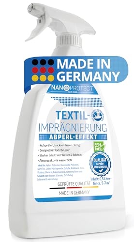 Nanoprotect Textilimprägnierung | 500 ml Spray | High-Tech Imprägnierspray für Textilien | Stark wasserabweisend mit Abperleffekt | Ideal gegen Schmutz und Nässe