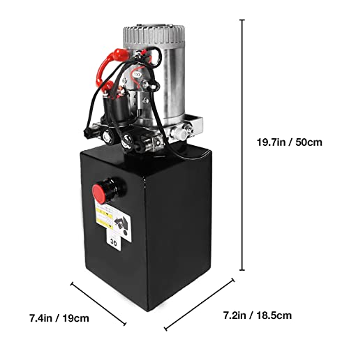 Image of Hydraulic Pump 8 Quart 2 Gallon Hydraulic Power Unit Double Acting Metal Reservoir Dump Trailer Pump 12V DC Hydraulic Power Pump for Dump Trailer Car Lifting Forklifts Lifting Platforms