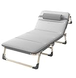WANGFENG Klappbar Gartenliege Belastbar 200kg,Dreibeinliege Mit Kissen Sonnenliege 4 Mal Verstellbar,Wetterfeste Aluminiumrahmen Campingliege