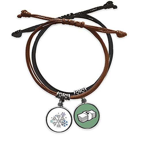 Pulsera de cuero con diseño de invierno y nieve ajustable unisex