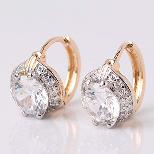 Gulicx Fashion Jewelry Gold Tone Oval White Crystal Lovely Royal Gorgeous Hoop Earrings #TOP1