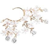 TEMPNAP Pendientes Tipo Puño para Mujer Diseño Floral de Flor, Aleación de Zinc Dorada, Ajuste Cómodo sin Piercing, Ideales para Cosplay y Celebraciones