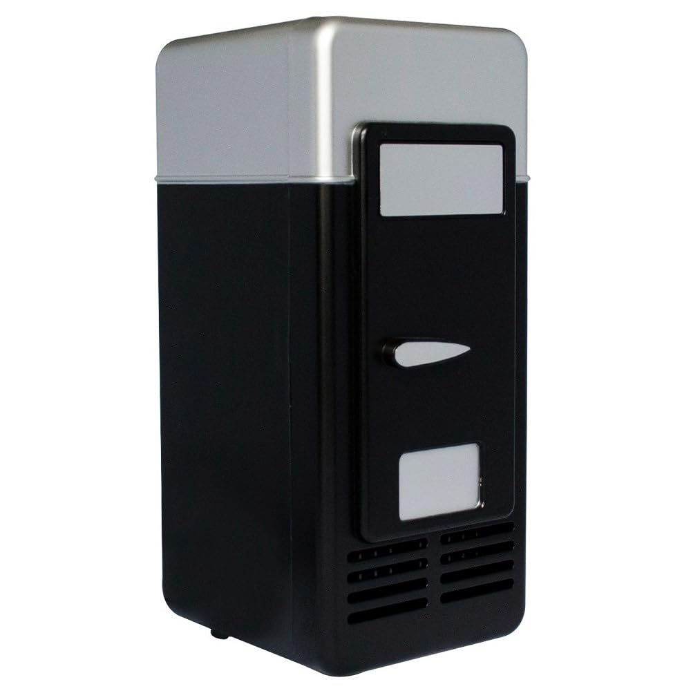 REY Mini Nevera USB Refrigerador Calentador Pequeño Frigorífico para Lata Color Negro