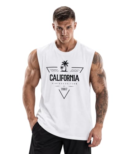Image of SHODOX Men's 100% Cotton Tank Top | Round Neck Sleeveless Gym Vest | Loose Fit Casual Sportswear T-Shirt | Breathable & Lightweight Fitness Wear for Workout & Active Wear