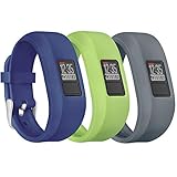 Mosstek Bands Compatible with Garmin Vivofit 3/jr/jr 2, Soft Silicone Replacement Sport Wristbands for Kids Girls Boys Women Men Small Large
