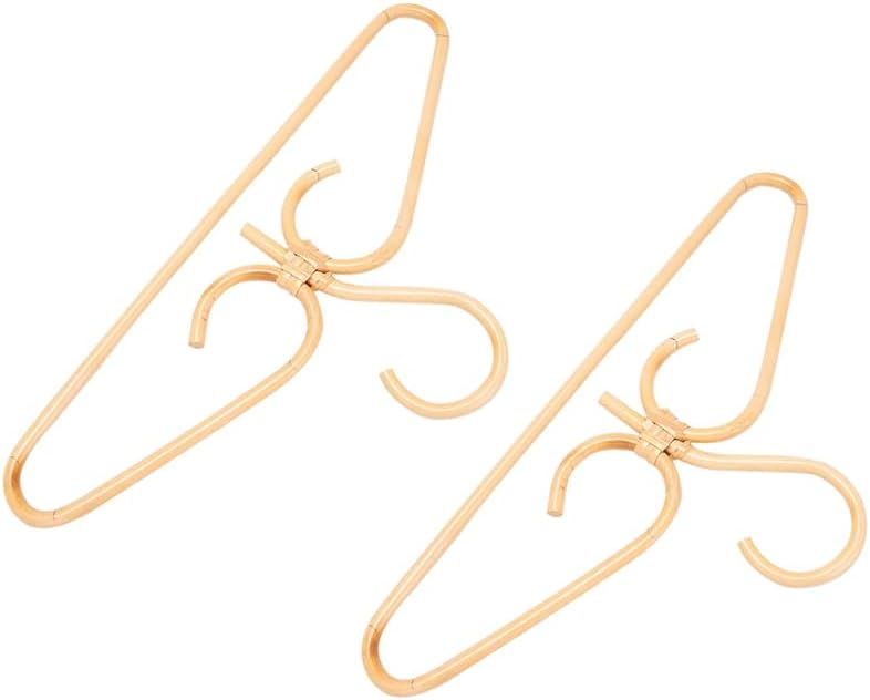 2Pcs Rattan Clothes Hanger Natural Rattan Hand-Woven 3 Hook Hanger for Home Wardrobe Clothing Store Decor 40x20cm