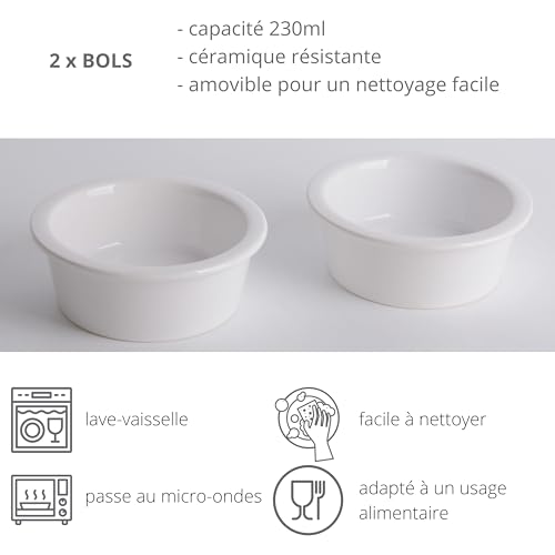 Gamelles pour petits chiens chiots et chats avec bol d'eau ergonomique