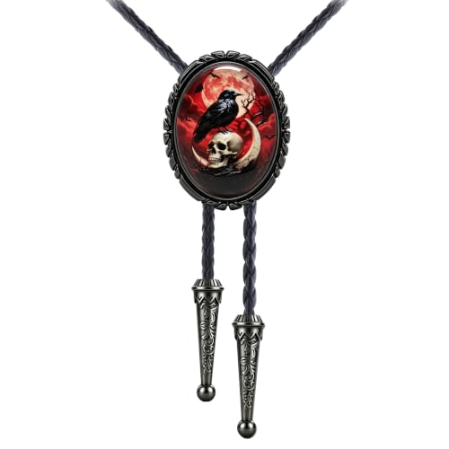 Image of Jeilwiy Bolo Tie for Men Western Cowboy Gothic Bolo Tie Necklace Halloween