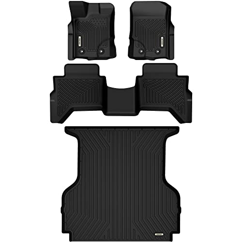 OEDRO Floor Mats & Cargo Trunk Bed Liners Fits for 2019-2023 Ford Ranger Supercrew Cab, Custom Fit All Weather Front & Rear Row Trunk Liners Car Floor Mats Set