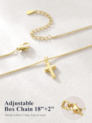 Image of U7 Cross Necklace for Women,Silver /14K Gold Plated Cross Necklace with 18-20 inch Box Chain,Tiny /Medium /Large Cross Pendant Necklace Religious Necklaces Christian Jewelry Gift for Her