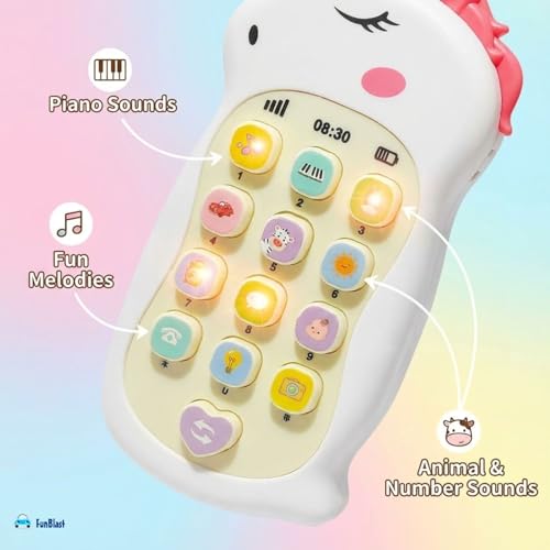 Image of FunBlast Cartoon Musical Mobile Phone for Kids, Mobile with Light & Sound Toys for Babies | Educational Toys for Kids 3+ Years /Boys /Girls-1 Unit (Uni-White)