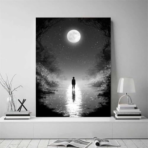 Toile silhouette des forêts lunaires grand format pour habiller un mur vide sans effort