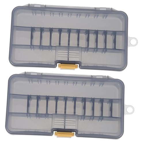 WOONEKY 2Pcs Fishing Tackle Boxes with Multiple Portable Lure Bait Case Durable Storage Organizer for Hooks and Accessories for Fishing Trips and