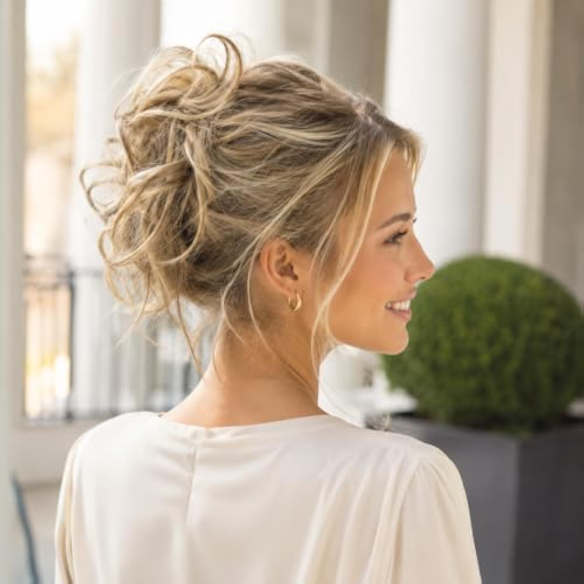 Dirty Blonde Mix Messy Bun Hair Scrunchie, Voluminous Updo