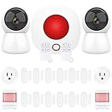 Wireless Alarm System - DIY Home Security Kit with Cameras, Motion Detectors, Door Window Sensors, Remotes, Smart Plugs, Smartphone - Alexa - Google Control