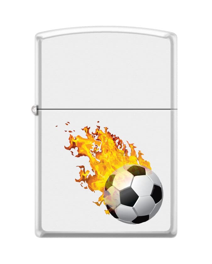Encendedor Zippo Soccer Blanco Mate a Prueba de Viento miniatura 1