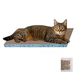 Cat Scratcher Pads, Cat Scratching Cardboard for Indoor Cats 14″Lx10.6″Wx0.6″H Dual-Side Corrugated Cats Scratching Post Reusable Supplies (1PCS)