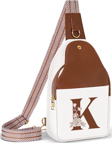 Image of Lizznoe Personalized Crossbody Bag for Women Leather Sling Bags with Initial Letter Chest Bag for Travel, Gift for Mom Wife