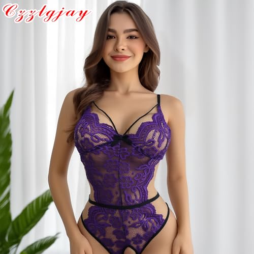 Czzlgjay Lingerie for Women Sexy Lace Babydoll Teddy Bodysuits Strap Underwear One-Piece Pajama — view 2