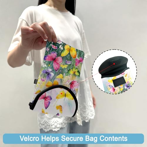 Image of Neoprene Cell Phone Sleeve Pouch Case Bag with Crossbody Strap Neck Lanyard for Women 7.5 X 4.3 in Flower Butterfly