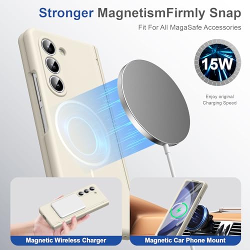 Étui magnétique Galaxy Z Fold5 luxe silicone blanc antichoc intégral