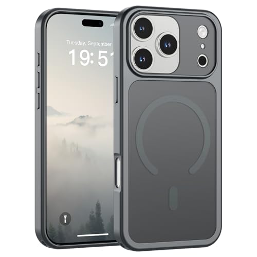 Image of SUPFINE Magnetic for iPhone 17 Pro Max Case Gray | (Compatible with MagSafe)(Military Grade Drop Protection)(Camera Protection)Translucent Matte Phone Cover